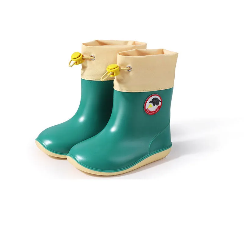 Rain Boots Cute Cartoon Cuff Soft Sole Wear-Resistant Children's Outdoor Rain Boots Boys and Girls Water Shoes