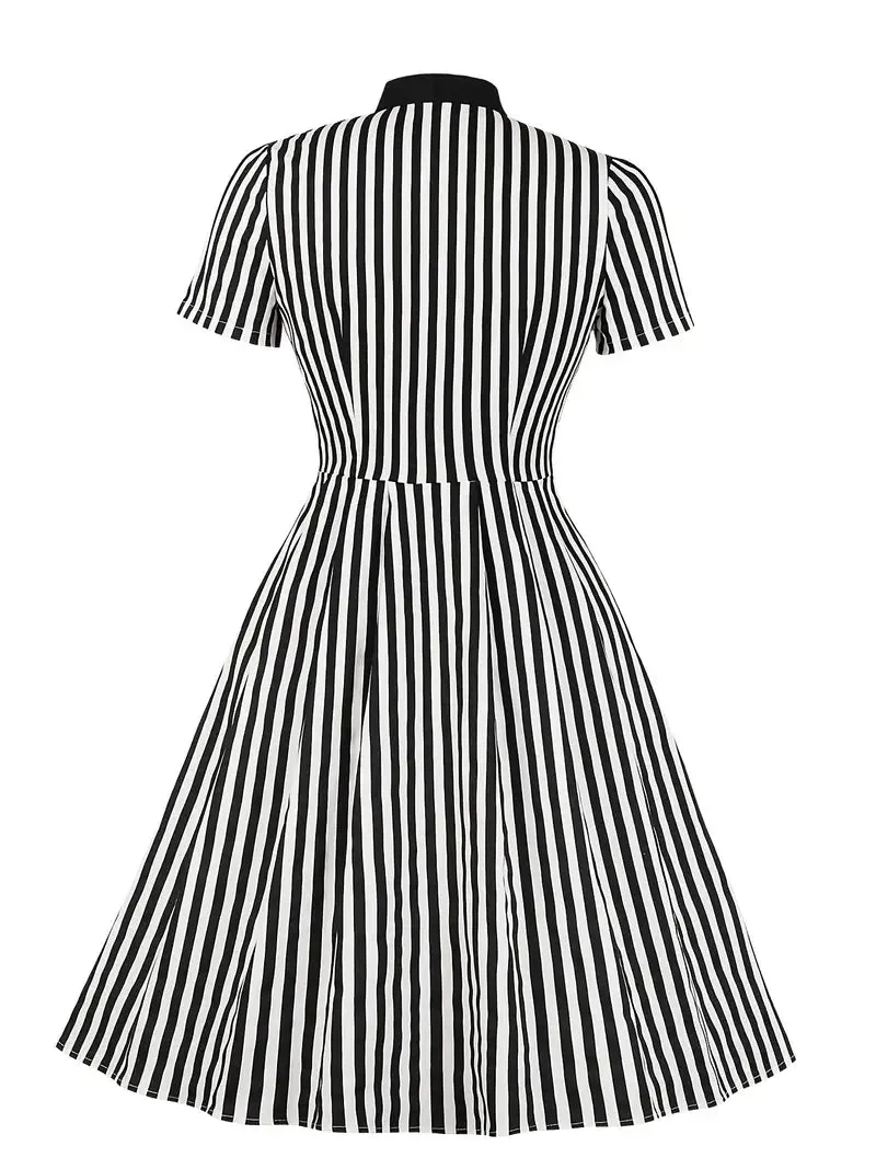 Retro Stripes Print Dress