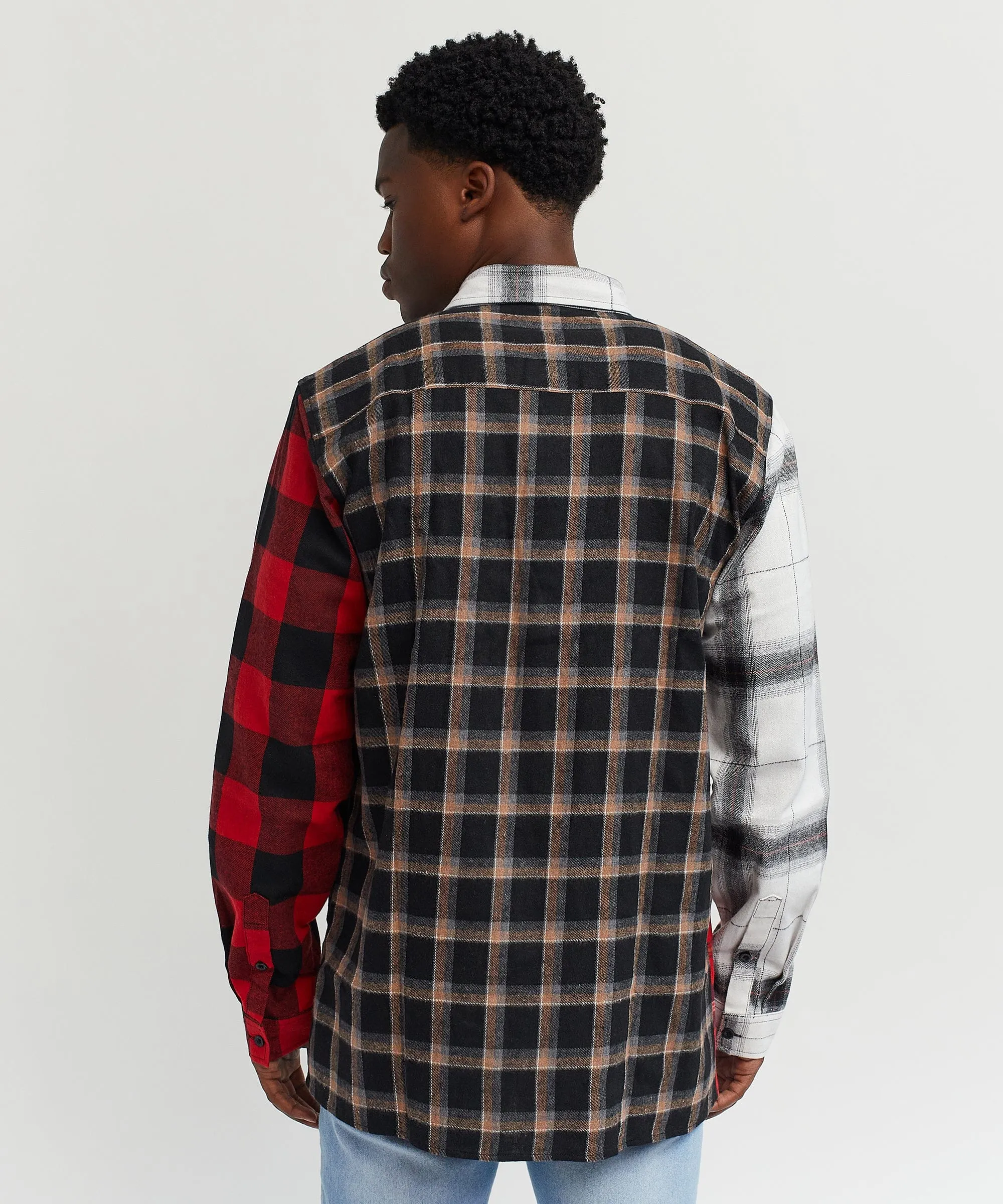 Split Flannel Checkered Shirt - Multi