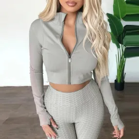 Two Piece Zipper Top and Skinny Pants Sport Tracksuit