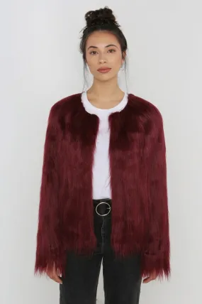 UNREAL FUR UNREAL DREAM JACKET IN BURGUNDY