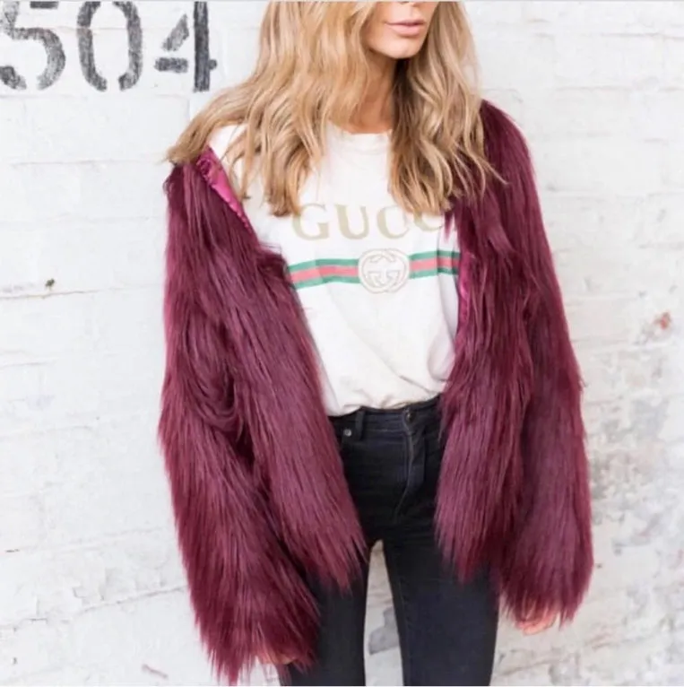 UNREAL FUR UNREAL DREAM JACKET IN BURGUNDY