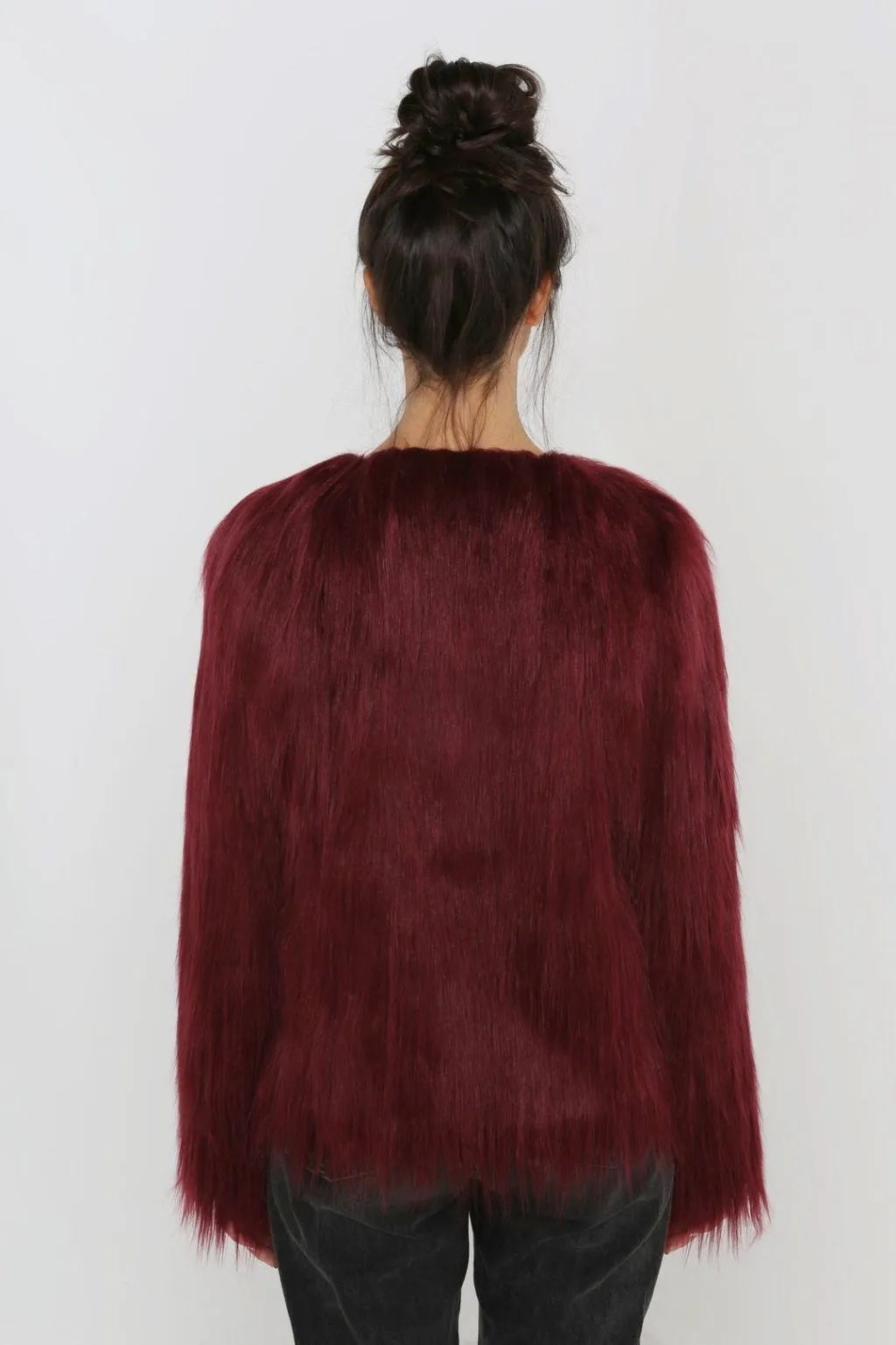 UNREAL FUR UNREAL DREAM JACKET IN BURGUNDY