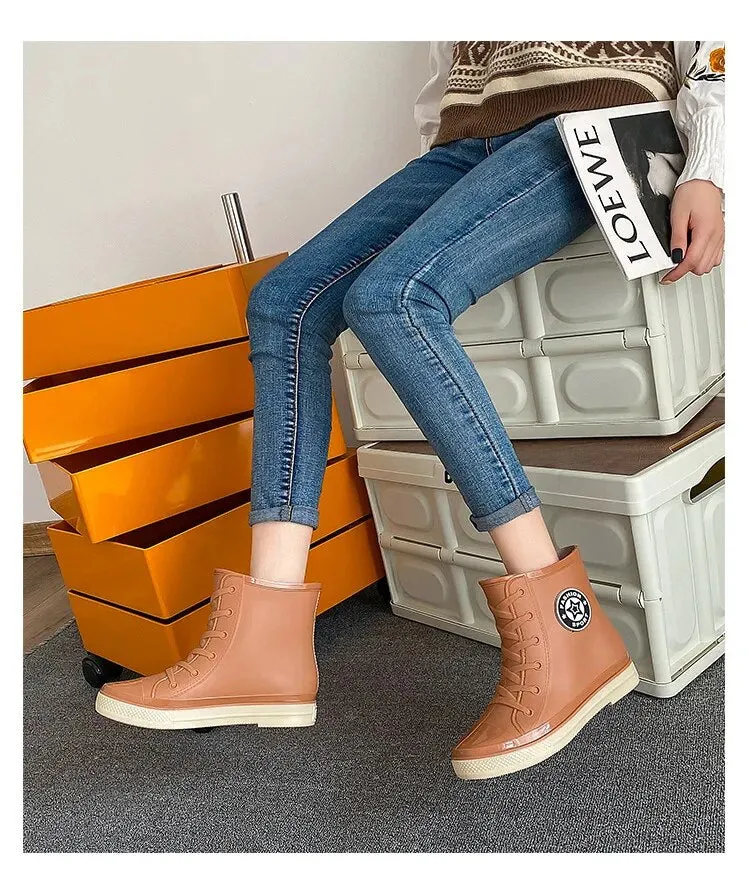 Women Autumn Winter Rubber Boots Fashion Waterproof Boots Casual Female Colorful Rain Boots - WRB50124