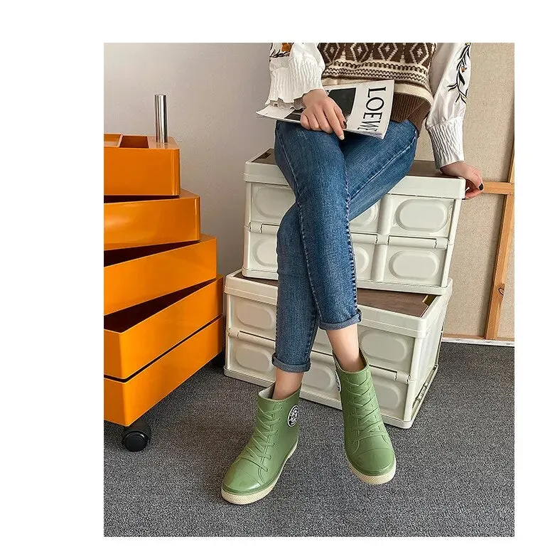 Women Autumn Winter Rubber Boots Fashion Waterproof Boots Casual Female Colorful Rain Boots - WRB50124