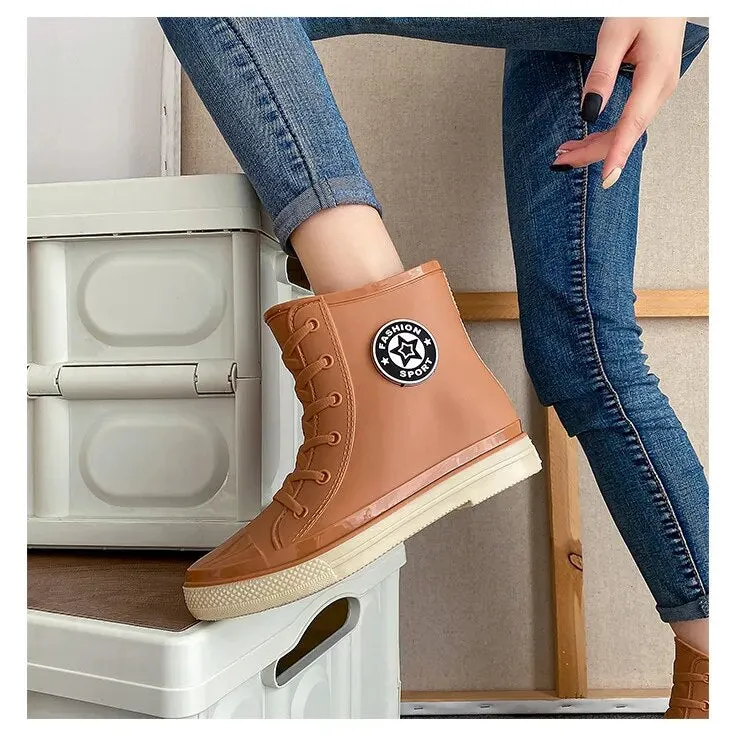 Women Autumn Winter Rubber Boots Fashion Waterproof Boots Casual Female Colorful Rain Boots - WRB50124