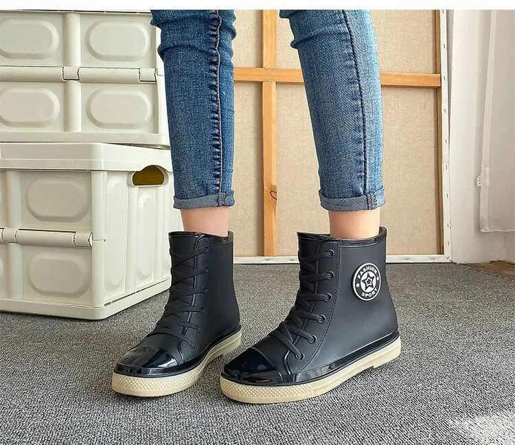 Women Autumn Winter Rubber Boots Fashion Waterproof Boots Casual Female Colorful Rain Boots - WRB50124