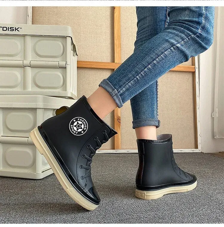 Women Autumn Winter Rubber Boots Fashion Waterproof Boots Casual Female Colorful Rain Boots - WRB50124