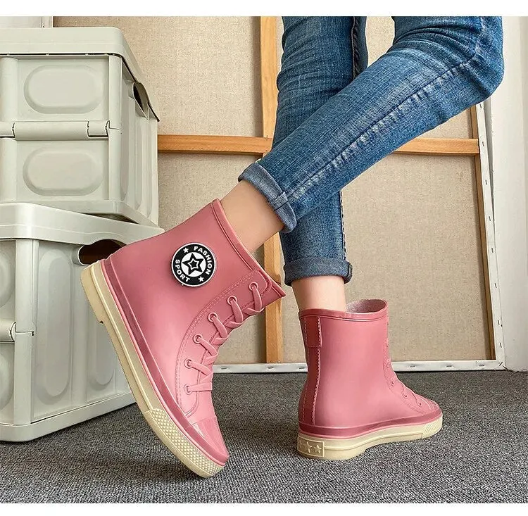 Women Autumn Winter Rubber Boots Fashion Waterproof Boots Casual Female Colorful Rain Boots - WRB50124