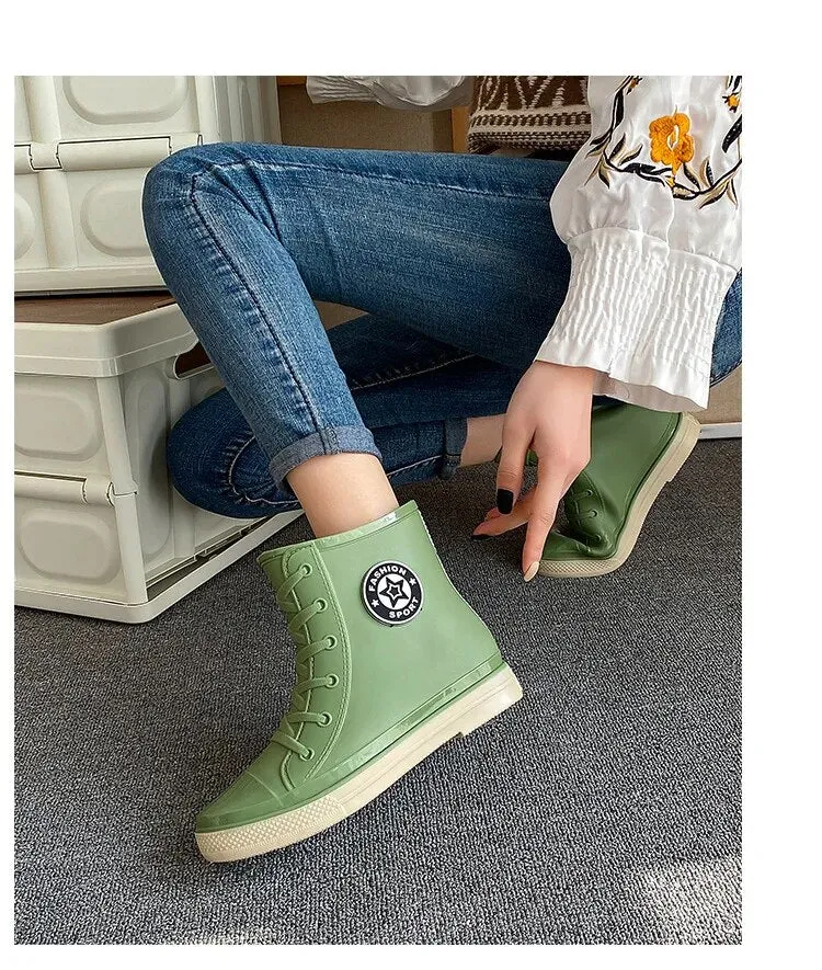 Women Autumn Winter Rubber Boots Fashion Waterproof Boots Casual Female Colorful Rain Boots - WRB50124