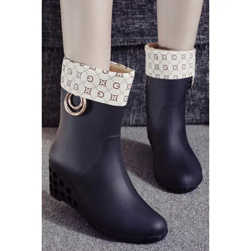 Women Decorated Top Waterproof Rain Boots - WRBC16595