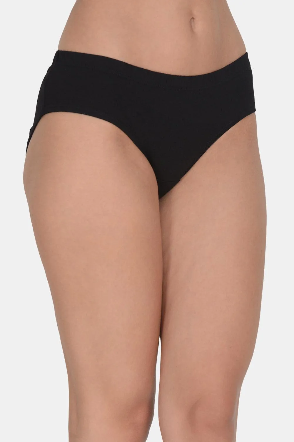 Women’s Solid Black Mid-Rise Hipster Brief | DP-100-BK-1