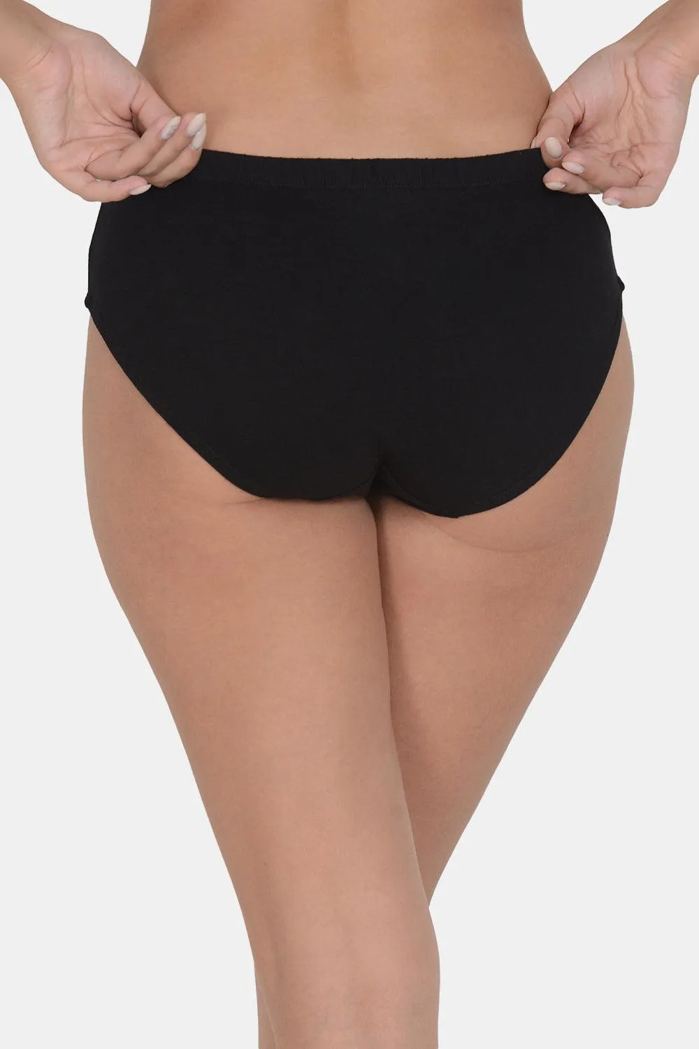 Women’s Solid Black Mid-Rise Hipster Brief | DP-100-BK-1